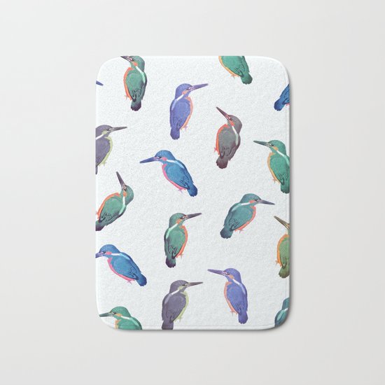Colored kingfishers Bath Mat