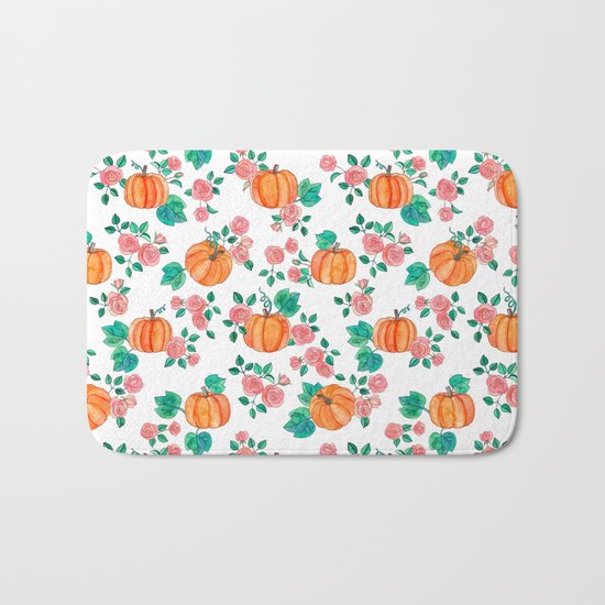 Pumpkins and Roses Bath Mat