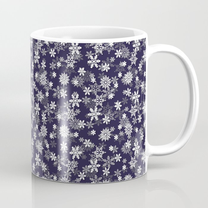Festive Eclipse Blue and White Christmas Holiday Snowflakes Coffee Mug