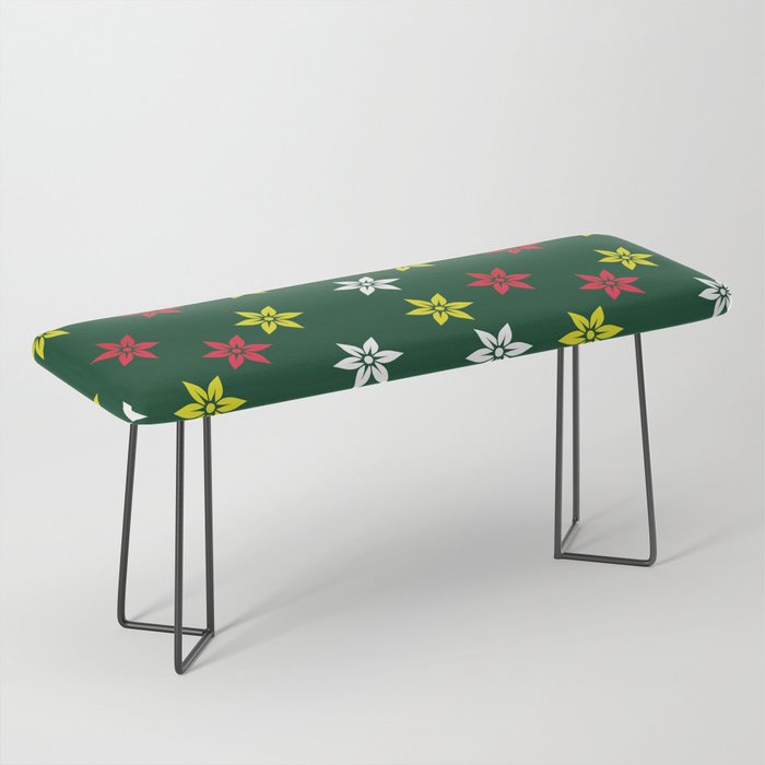 Minimal Christmas Floral Pattern_Forest Green Bench