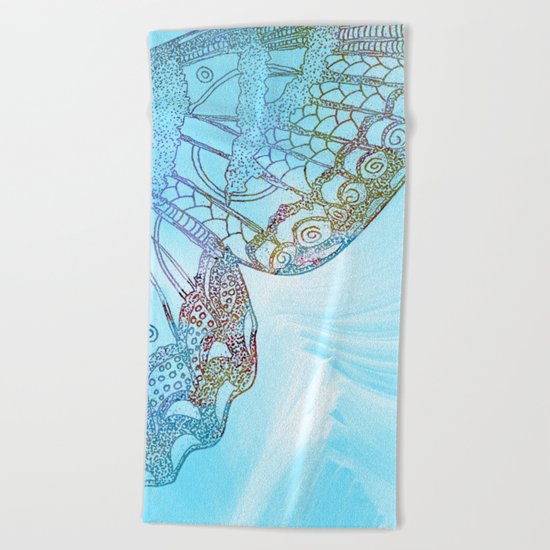 Colorful Abstract Butterfly Design Beach Towel