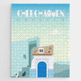 Chefchaouen city Poster, Morocco travel poster, morocco landmark, Visit morocco Jigsaw Puzzle