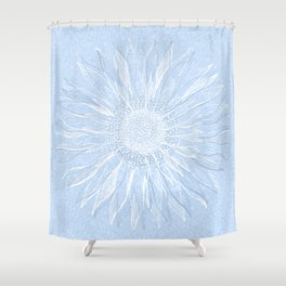 Festive, Winter, Mandala, Snowflake, Sky Blue Shower Curtain