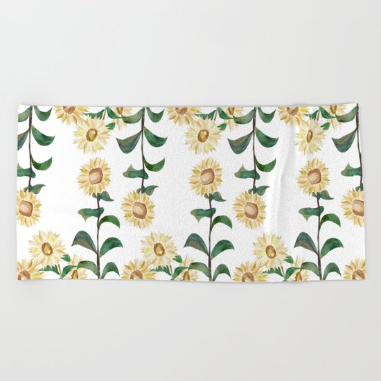 Sunflower Pattern Beach Towel