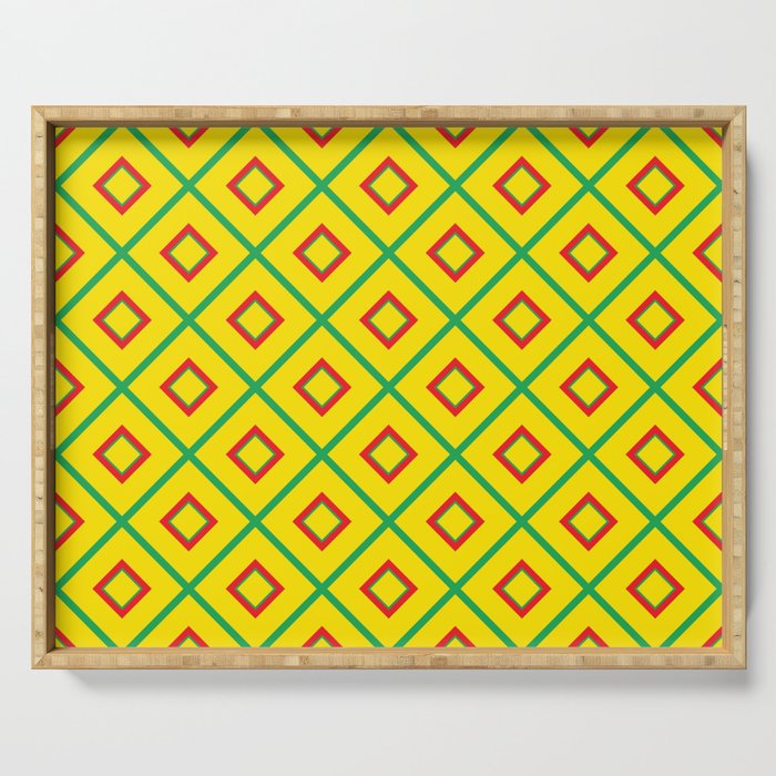 Yellow Square Pattern Serving Tray