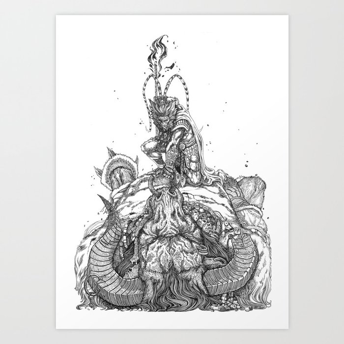 Monkey King Vs Bull Demon King Art Print By Keatopia Society6