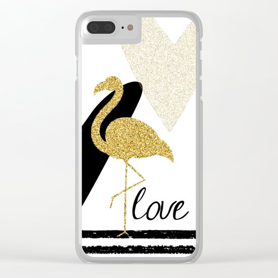 Love Flamingo Clear iPhone Case