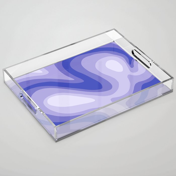 Modern Liquid Swirl Abstract Pattern in Sage purple and blue and Cream Comforter Acrylic Tray