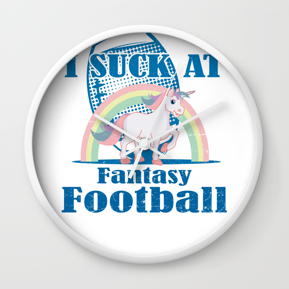 I Suck At Fantasy Football Loser Unicorn Rainbow Wall Clock By