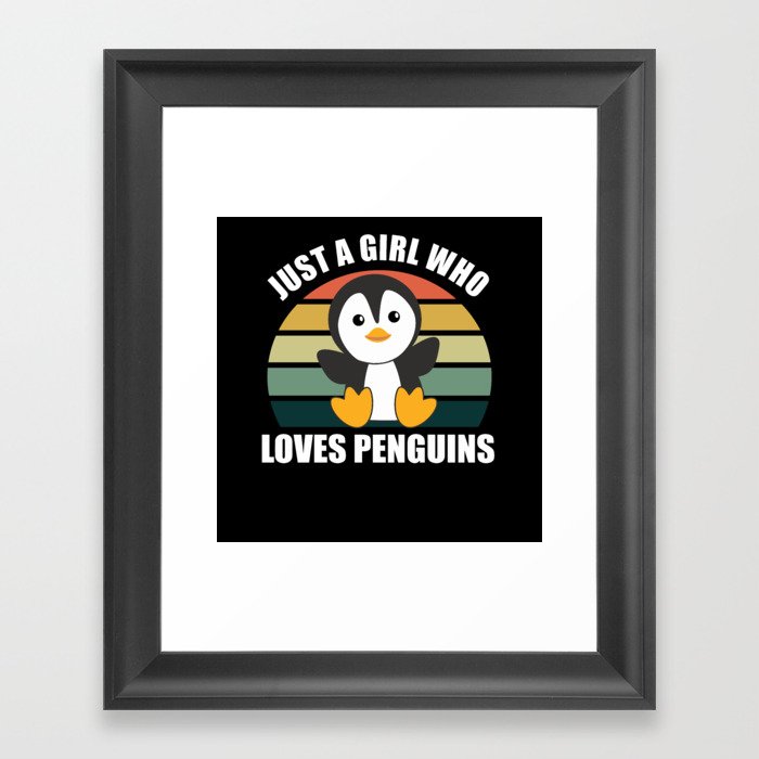 Just One Girl Who Loves Penguins - Cute Penguin Framed Art Print