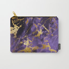 Ultra Violet Gold Marble Metallic Foil Carry-All Pouch