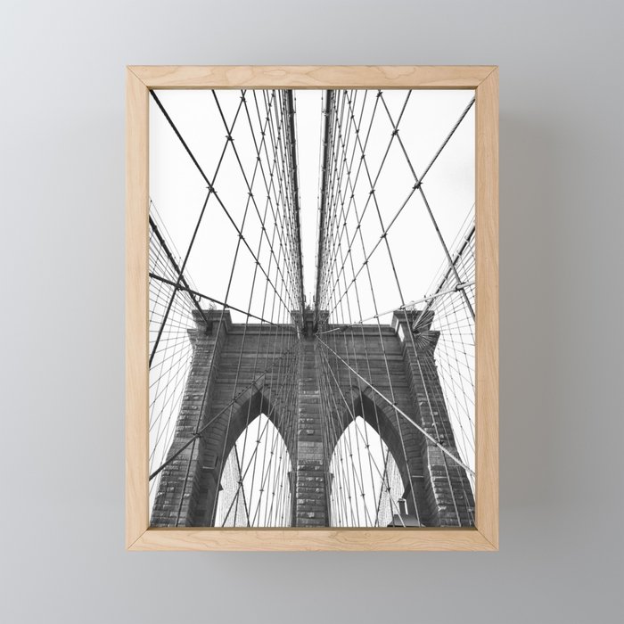 Brooklyn Bridge Black and White Travel Photography | New York City Views Framed Mini Art Print