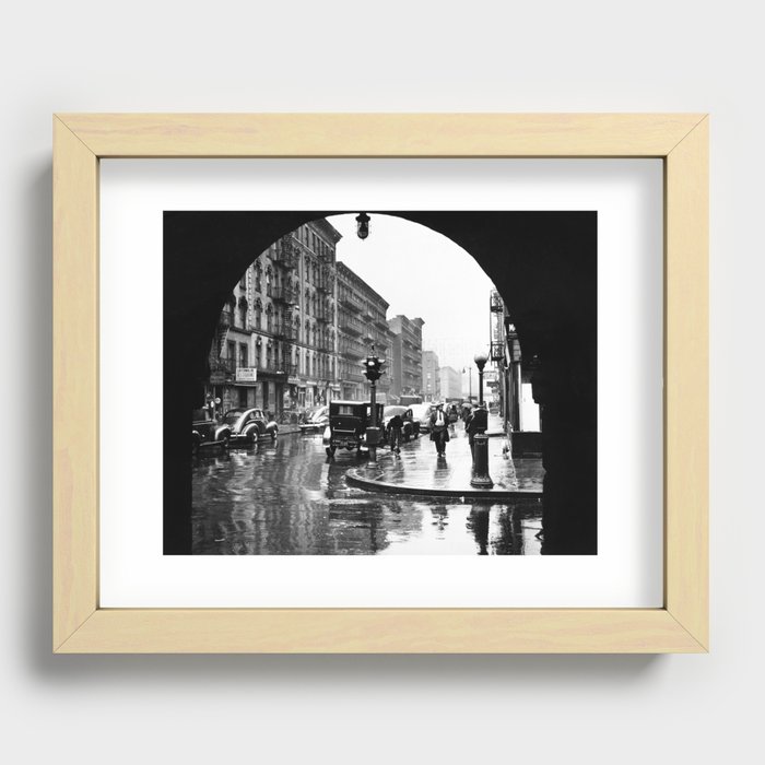 Looking East On 110th Street From Park Avenue On A Rainy Day - 1947 Recessed Framed Print