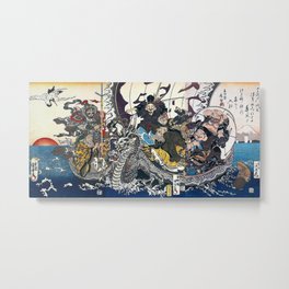 “ Seven Lucky Gods ” by（Utagawa Kuniyoshi + Keisai Eisen + Utagawa Kunisada） Metal Print | Takarabune, Ukiyo E, Painting, Sevenluckygod, Ukiyoe, Luckygod 