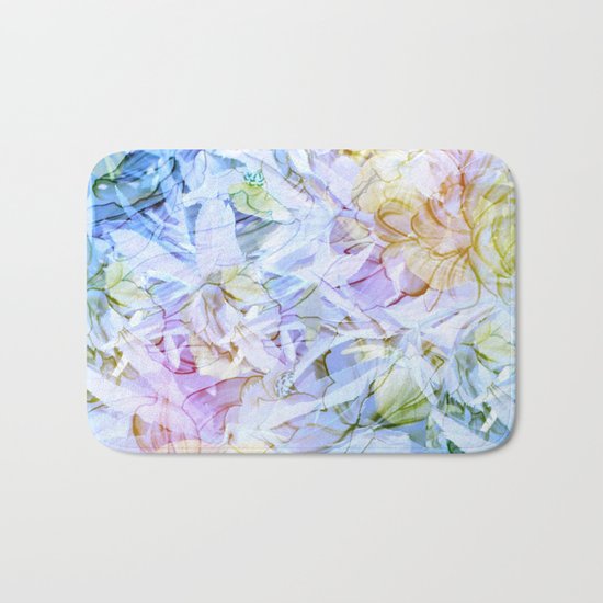 Soft Rainbow Floral Abstract Bath Mat