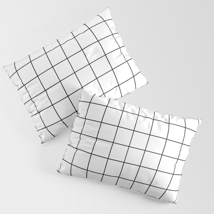 Grid Pattern Stripes Lines Black and White Minimalist Geometric Stripe Line Drawing Pillow Sham