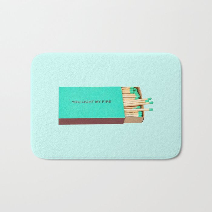 you light my fire turquoise Bath Mat