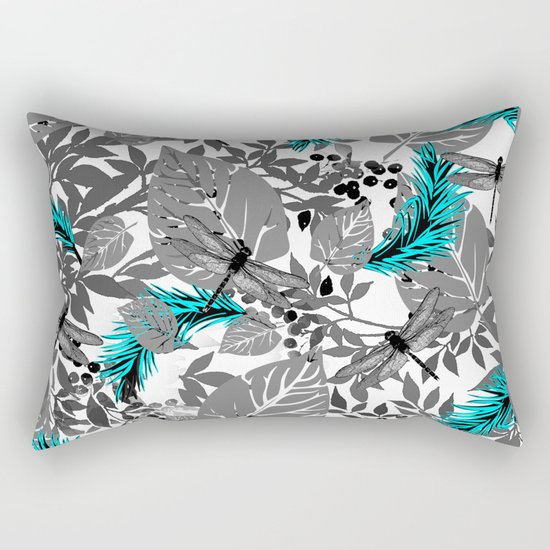 PALM LEAF DRAGONFLY BLUE Rectangular Pillow