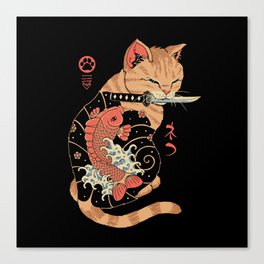 Carp Tattooed Cat Canvas Print