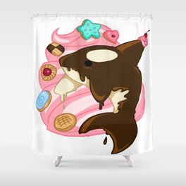 Chocolate Orca Shower Curtain