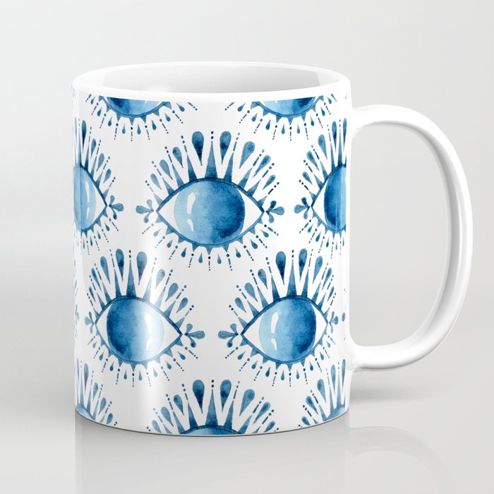 Evil Eye // Blue Watercolor Coffee Mug