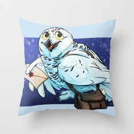 Snowy Owl Messenger Throw Pillow