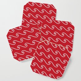 Wave Pattern | Waves | Nautical Patterns | Red and White | Coaster