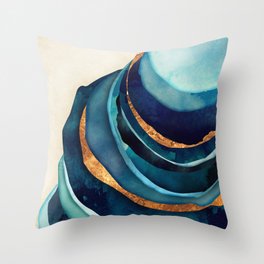 Abstract Blue with Gold Throw Pillow