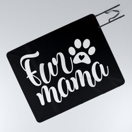 Fur Mama Cute Pet Paw Script Slogan Picnic Blanket