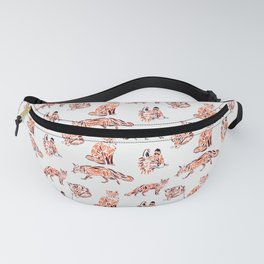 seamless pattern of red fox silhouettes simulating strokes with digital painting Fanny Pack