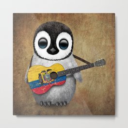 Baby Penguin Playing Ecuadorian Flag Acoustic Guitar Metal Print | Ecuadorianflagguitar, Ecuadorianmusic, Music, Penguin, Ecuadorian, Penguinplayingecuadorianflagguitar, Babypenguinplayingguitar, Ecuadorianflag, Graphicdesign, Ecuador 