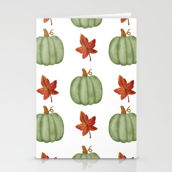 Watercolor Pumpkin Seamless Pattern Stationery Cards