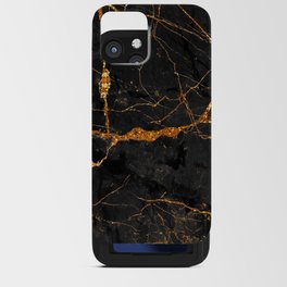 Black Malachite Marble With Gold Veins iPhone Card Case