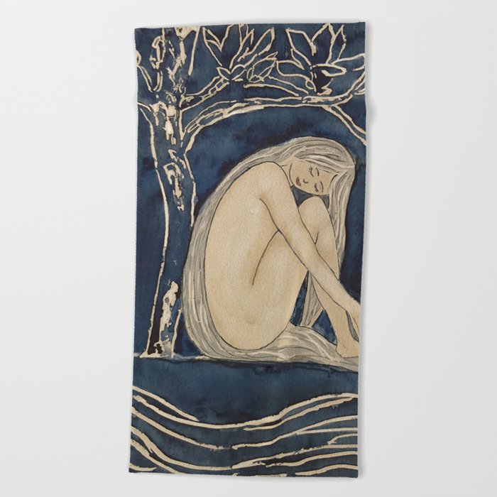 Girl Sleeping Under Magnolia Flowers Beach Towel By Colorandcolor Society6