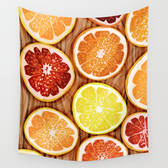 Oranges and wood Wall Tapestry