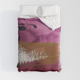 Comfort: a pretty abstract mixed media piece in gray, purple, red, black, and white Duvet Cover