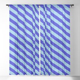 [ Thumbnail: Sky Blue & Blue Colored Lines Pattern Sheer Curtain ]