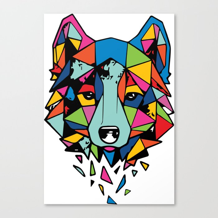 Minimal Geometric Wolf Canvas Print