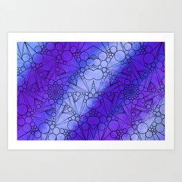 Blue Purple Gradient Circle Spiral Pattern Art Print