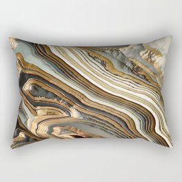 White Gold Agate Abstract Rectangular Pillow