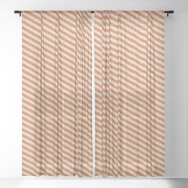 [ Thumbnail: Chocolate and Light Gray Colored Lines Pattern Sheer Curtain ]