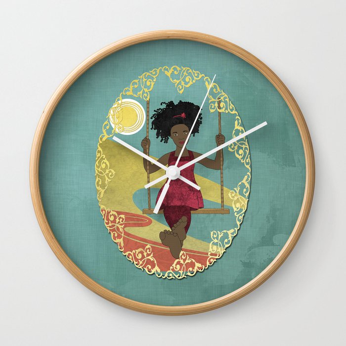 Barefoot Girl on Swing Wall Clock