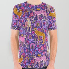 Cheetah in a Rainbow Garden All Over Graphic Tee