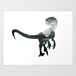 Velociraptor Minimalist Splash Art Print