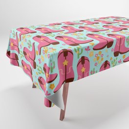 Pink Cowgirl Boots Western Pattern Tablecloth