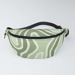Abstract Retro Topographic Print - Green Fanny Pack