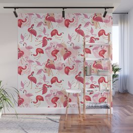 Watercolor Flamingos Wall Mural