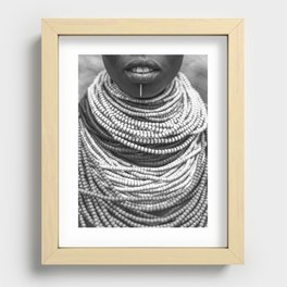 The Karo Necklace - Ethiopia - Black And White Photography - Africa - Tribal Art - African American Art Recessed Framed Print