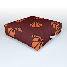Red Basketball Lover Sports Fan Print Pattern Outdoor Floor Cushion