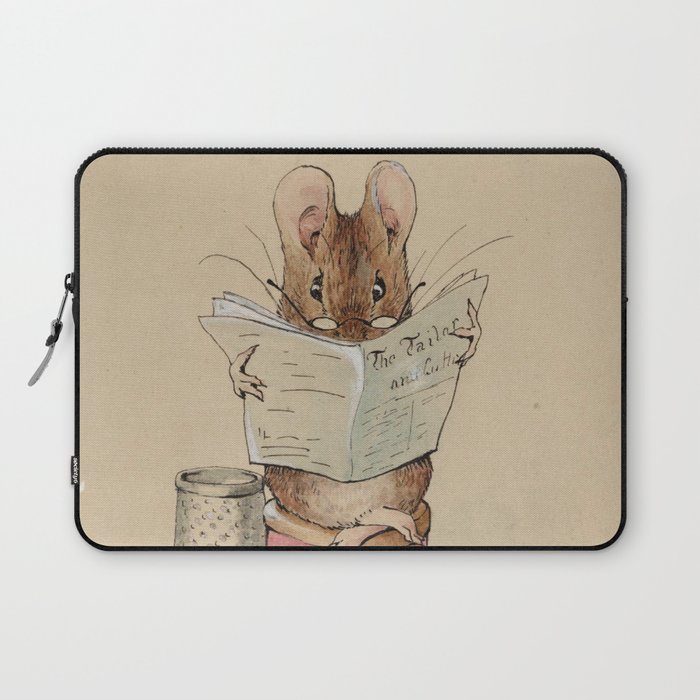 Cute little mouse reading a newspaper Laptop Sleeve by Viktorius